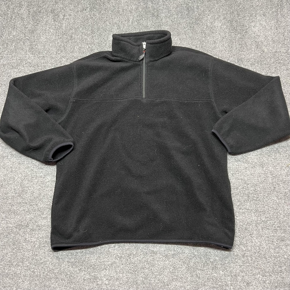 Eddie Bauer Fleece Pullover Mens Large Black 1/4 Zip Long Sleeve Shirt Casual